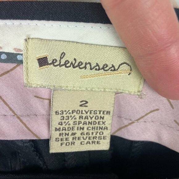 Anthropologie Black Wide Leg Pants Elevenses Size 2 Tie Waist Trousers Belted - Picture 5 of 10